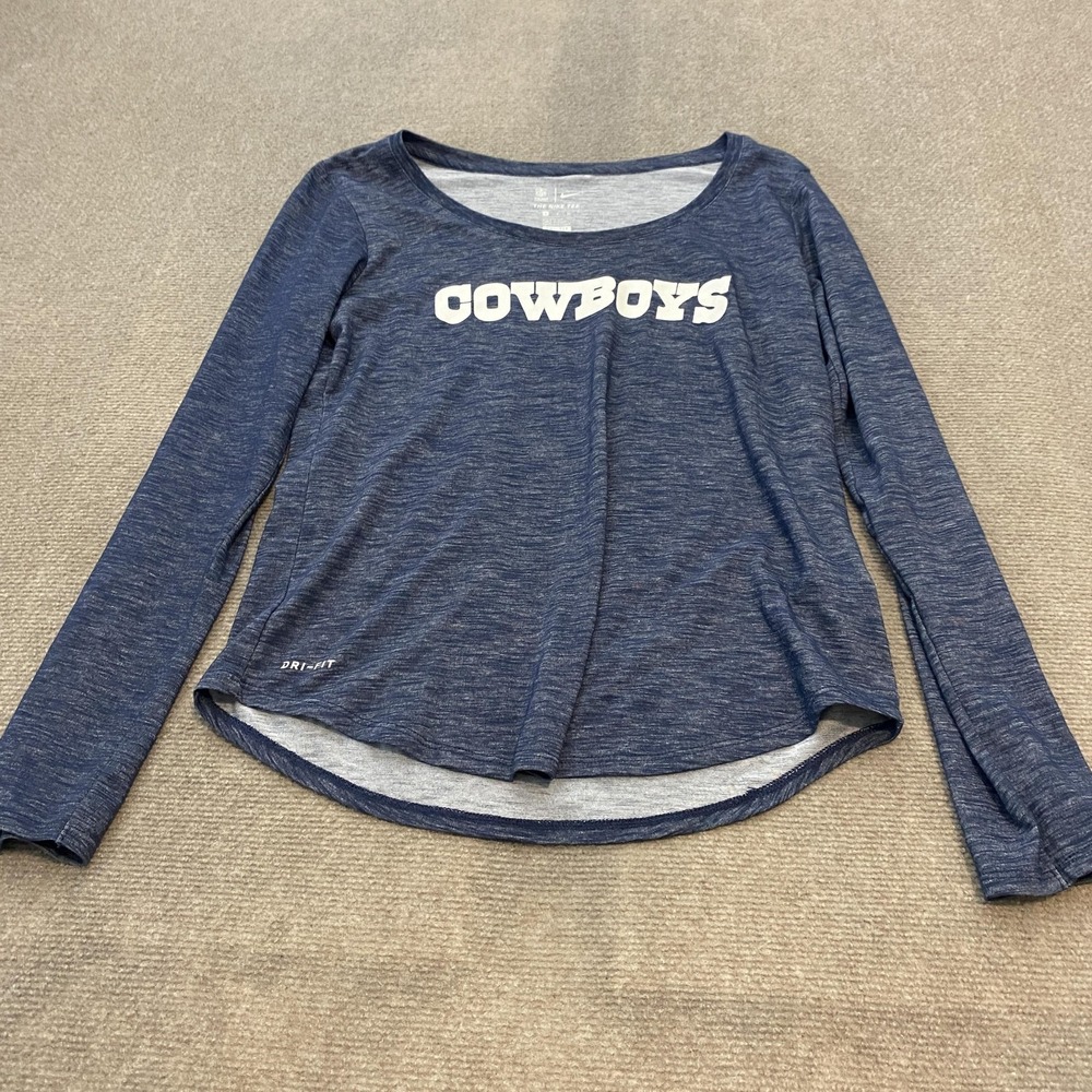 Dallas Cowboys Shirt Womens Small Blue NFL Football Nike Dri Fit‎ Long Sleeve